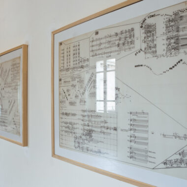 Fogli di Studio su Beckett del 1980 esposto alla mostra Re-scritture di Rimini 2016 primo piano